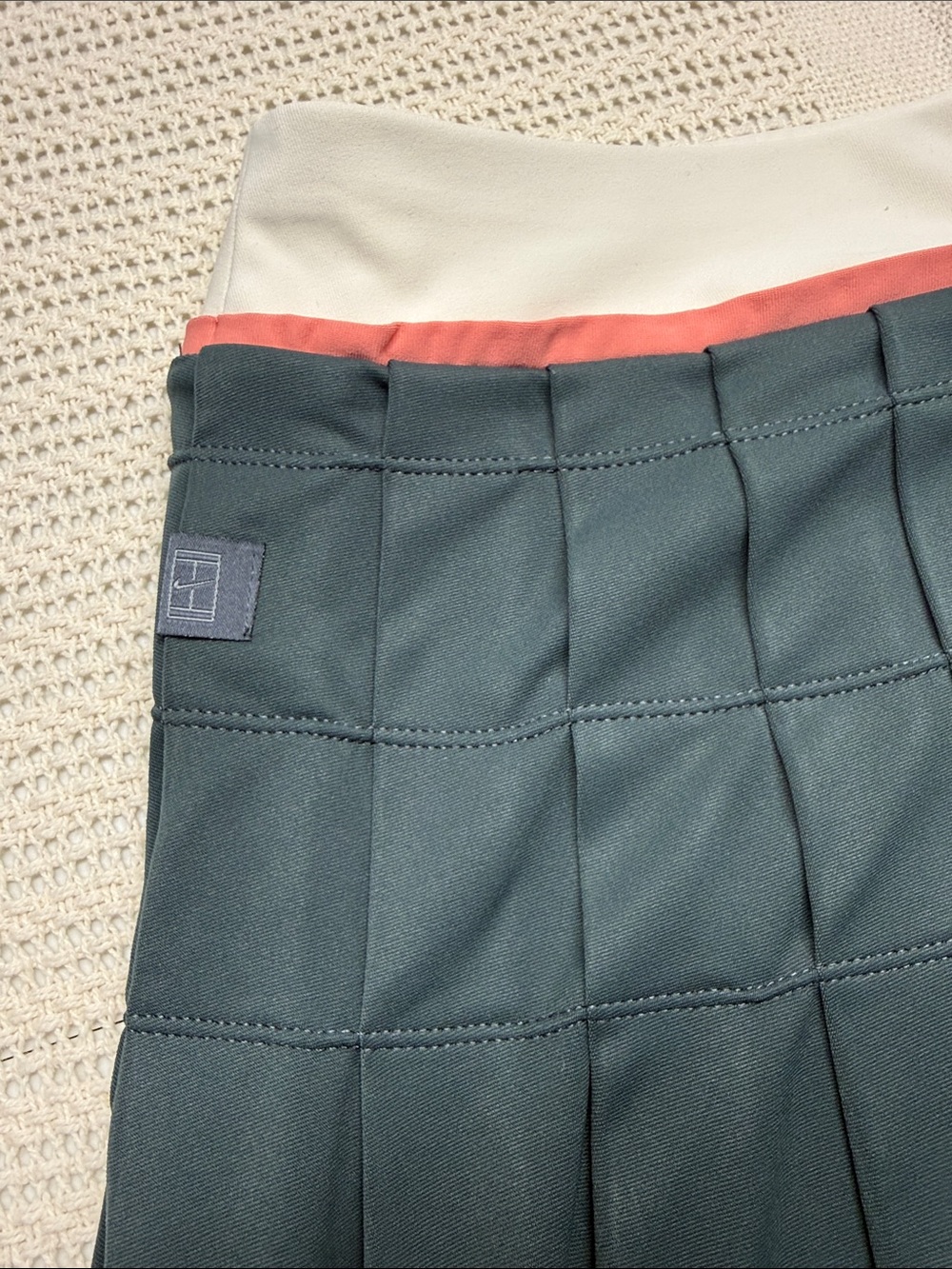Nike Women’s Black Pleated Tennis/Golf Skirt with White and Coral Waistband - Picture 3 of 10